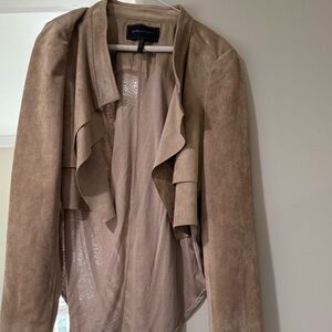 BCBGMaxAzria Tan Suede Open Front Blazer